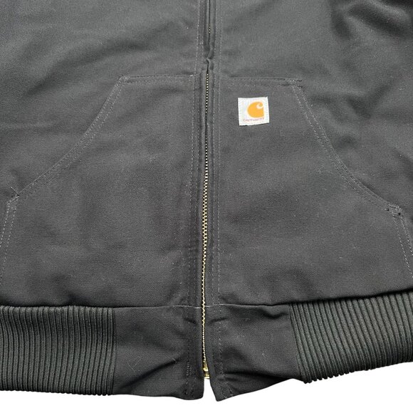 Carhartt Active Jac Loose Fit Firm Duck Quilted Lined Hooded Jacket Black Size M - Picture 8 of 10